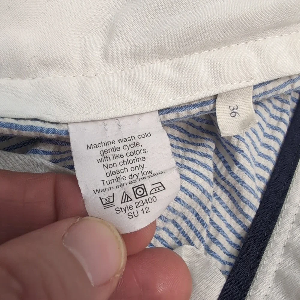 J Crew‎ Shorts Size 36 Mens Seersucker Cotton Blue White Stripe
